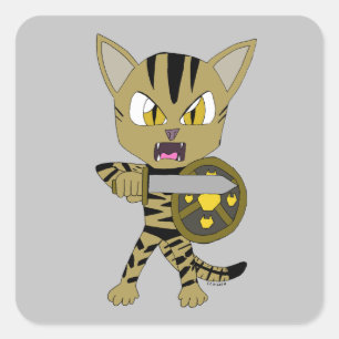 Adesivo Quadrado Chibi Warrior Cat