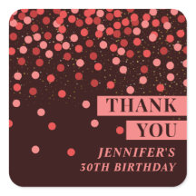 Chic Black and Red Confetti Obrigado Sticker