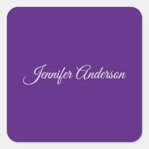 Adesivo Quadrado Chic Calliografia Elegante Roxo Real Personalizado