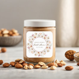 Adesivo Quadrado Chic Chá de Noiva Floral Aquarela