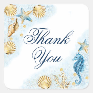 Adesivo Quadrado Chic costal   Recife De Coral Moderno Obrigado