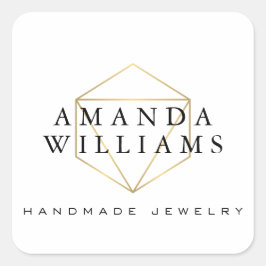 Adesivo Quadrado Chic Faux Dourado Gemstone Jewelry Designer Branco