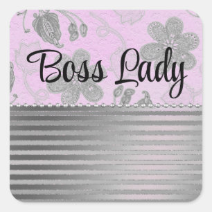 Adesivo Quadrado Chic Floral "Boss Lady"