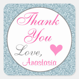 Adesivo Quadrado Chic Girly Glam Cor-de-Rosa Claro Azul Brilhante O