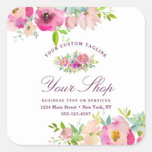 Adesivo Quadrado Chic Mint e Blush Floral
