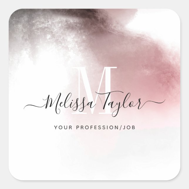 Adesivo Quadrado Chic Ombre Cor-de-rosa e água púrpura (Frente)