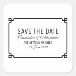 Adesivo Quadrado Chic Preto Deco Salvar a Data