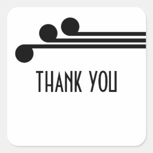 Adesivo Quadrado Chic Preto Simples, Obrigado, Vinhetas
