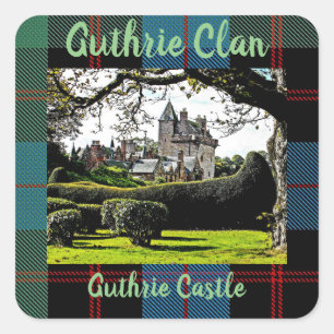 Adesivo Quadrado Chic Scottish Guthrie Clan, Castle Tartan Sticker