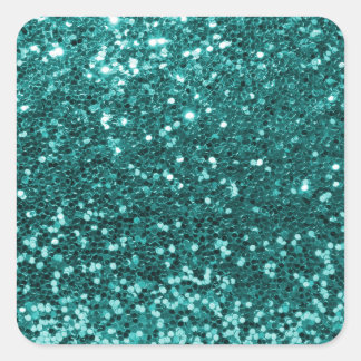 Adesivo Quadrado Chic Teal Faux Glitter