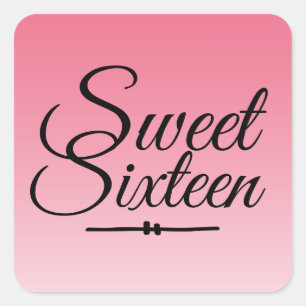 Adesivo Quadrado Chic Tropical Pink Ombre Sweet 16 16º Aniversário