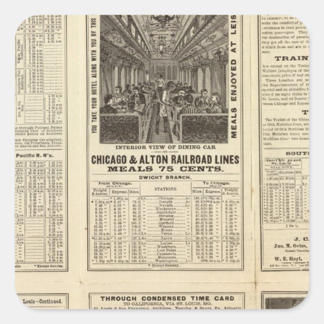 Adesivo Quadrado Chicago e Alton Railroad 2 (Frente)