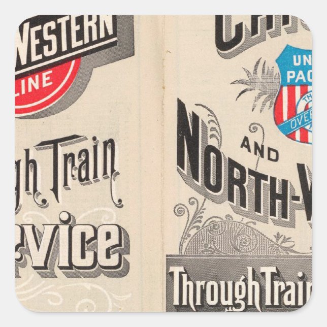 Adesivo Quadrado Chicago e North Western Line (Frente)
