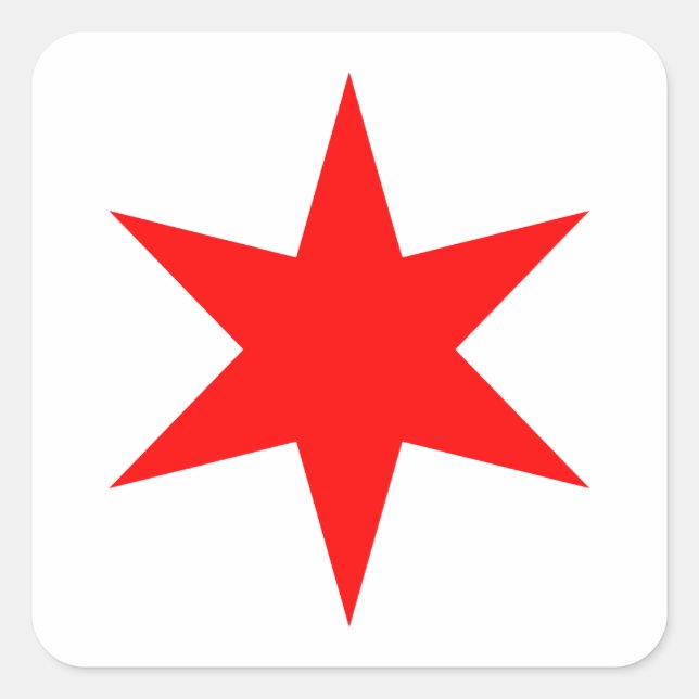 Adesivo Quadrado Chicago Flag 6 Pointed Star (Frente)