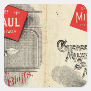 Adesivo Quadrado Chicago Milwaukee e estrada de ferro de St Paul