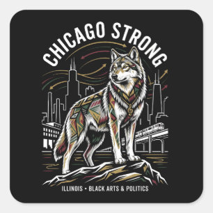 Adesivo Quadrado Chicago Strong Grey Wolf Grande Migração Herança 