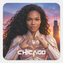 ADESIVO QUADRADO CHICAGO - SUPER-HERÓI