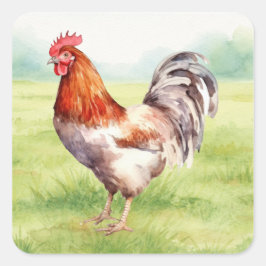 Adesivo Quadrado Chicken Farm Sticker