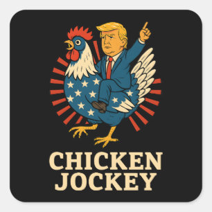 Adesivo Quadrado Chicken Jockey Trump Engraçado Memória