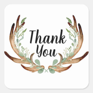 Adesivo Quadrado Chifre e Vinha Agradeço Aquarela