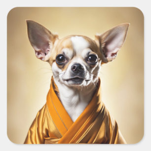 Adesivo Quadrado Chihuahua budista