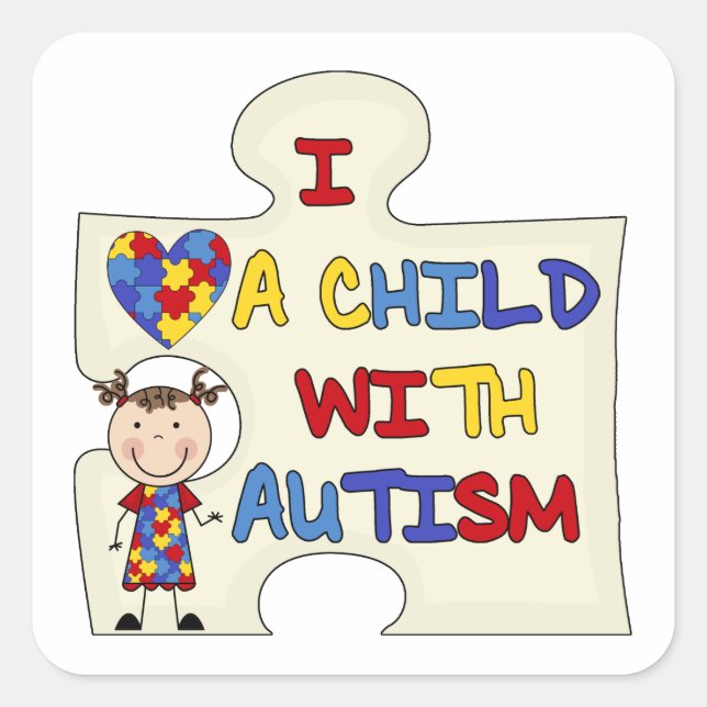 Adesivo Quadrado Child WIth Autism Brunette Girl 2 (Frente)