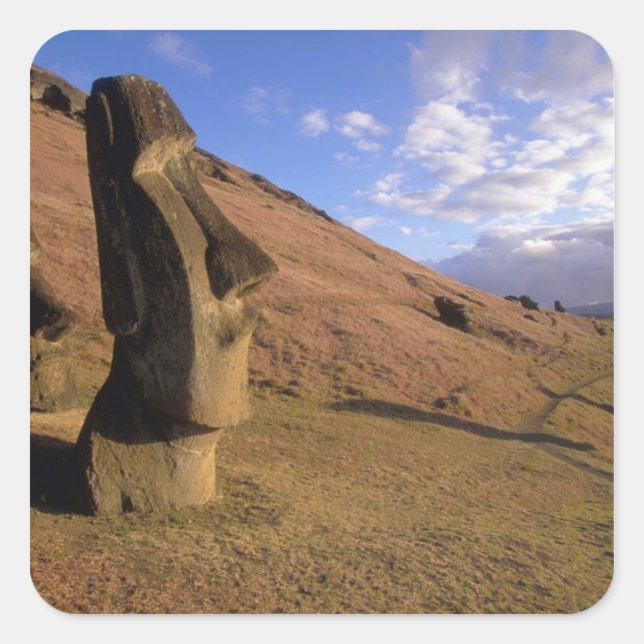 Adesivo Quadrado Chile, Ilha de Páscoa. Encosta com Moai (Frente)