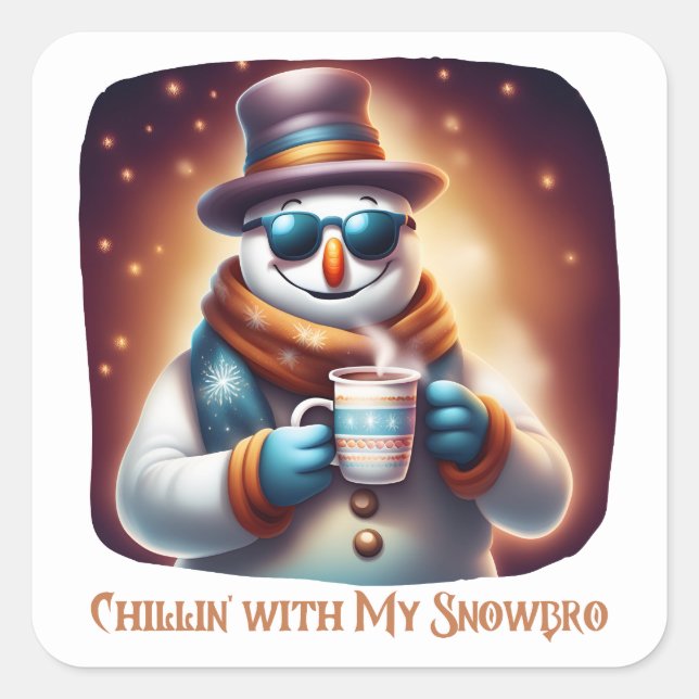 Adesivo Quadrado Chillin Com Meu Snowbro (Frente)