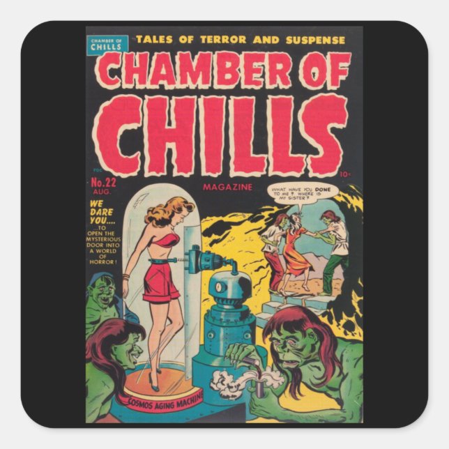 Adesivo Quadrado Chills - Vintage Comic Book (Frente)