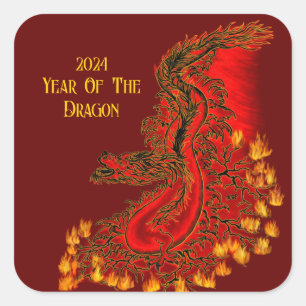 Adesivo Quadrado China Dragon, 2024 Ano Do Dragão