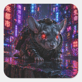 Adesivo Quadrado Chinchila Cyberpunk