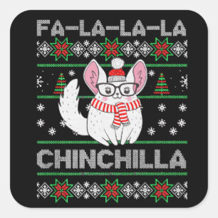 Adesivo Quadrado Chinchilla Christmas Ugly Gift For Chinchilla Love