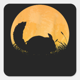 Adesivo Quadrado Chinchilla Easy Halloween Outfit Rodent Moon