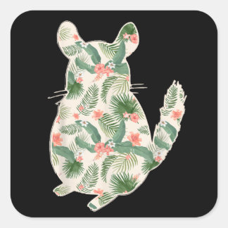 Adesivo Quadrado Chinchilla Flower Girl Impressão Floral Hawaiai Wo