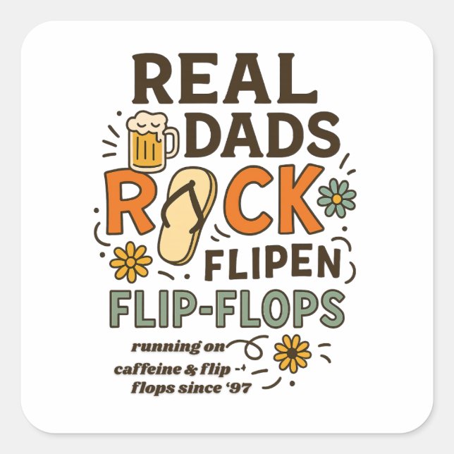 Adesivo Quadrado Chinelos Real Dads Rock (Frente)