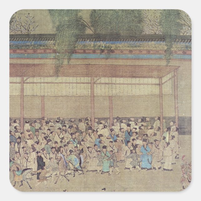 Adesivo Quadrado Chinês antigo esperando por exame (Frente)