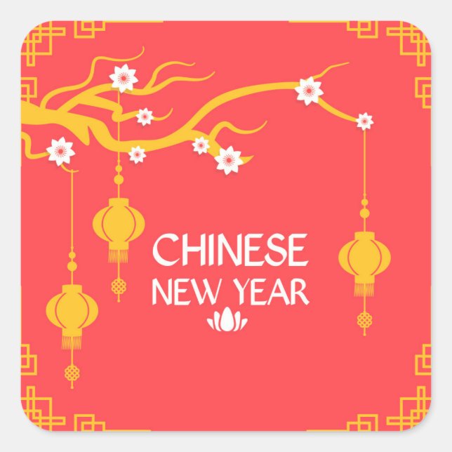 Adesivo Quadrado Chinese New Year (Frente)