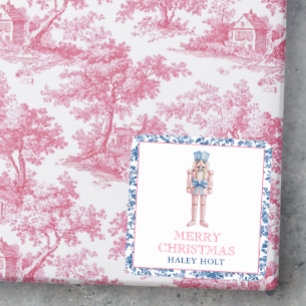 Adesivo Quadrado Chinoiserie Azul e Rosa Nutcracker de Natal