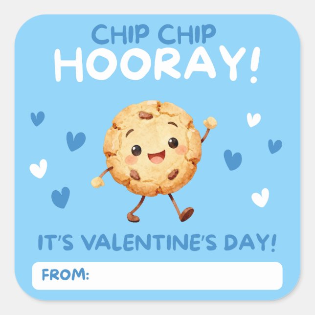 Adesivo Quadrado Chip, Chip, Hooray! Valentine Cookie Stickers (Frente)