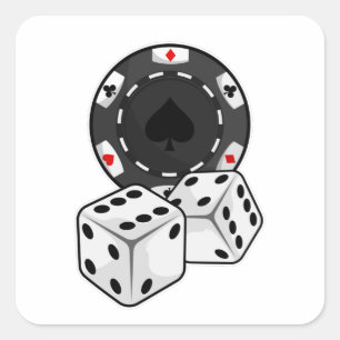 Adesivo Quadrado Chip & Dice para Poker