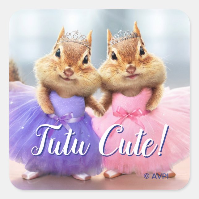 Adesivo Quadrado Chipmunk Ballerina Duo (Frente)