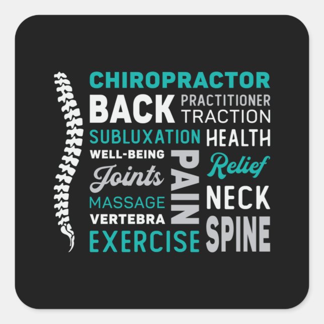Adesivo Quadrado Chiropractor Spine Chiro Medicine (Frente)