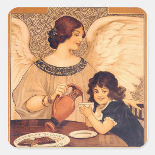 Adesivo Quadrado Chocolate Angel French Antiguado