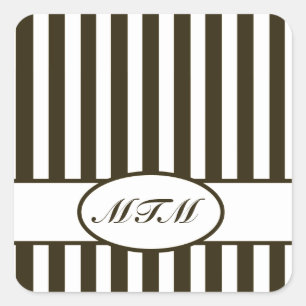 Adesivo Quadrado Chocolate Autumnal Stripes com monograma