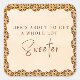 Adesivo Quadrado Chocolate Chip Cookie Shower Favor Tag