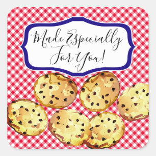 Adesivo Quadrado Chocolate Chip Cookies Gingham Baker
