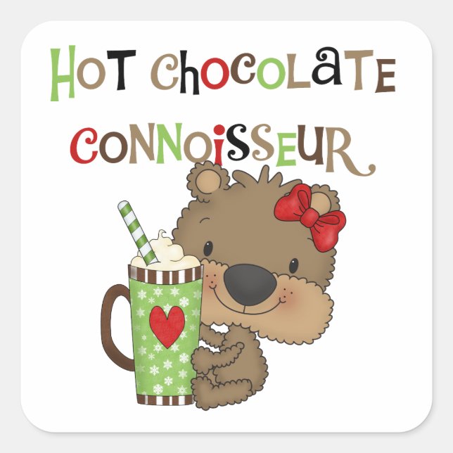 Adesivo Quadrado Chocolate Quente Bear Garota Conoisseur (Frente)