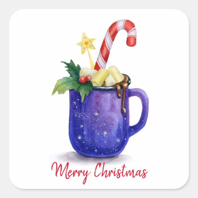 Adesivo Quadrado Chocolate quente e doce (Frente)