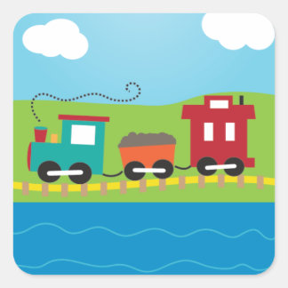 Adesivo Quadrado Choo Choo Train do Kid Bonito