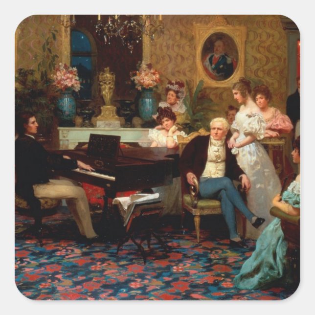 Adesivo Quadrado Chopin Tocando o Piano (Frente)